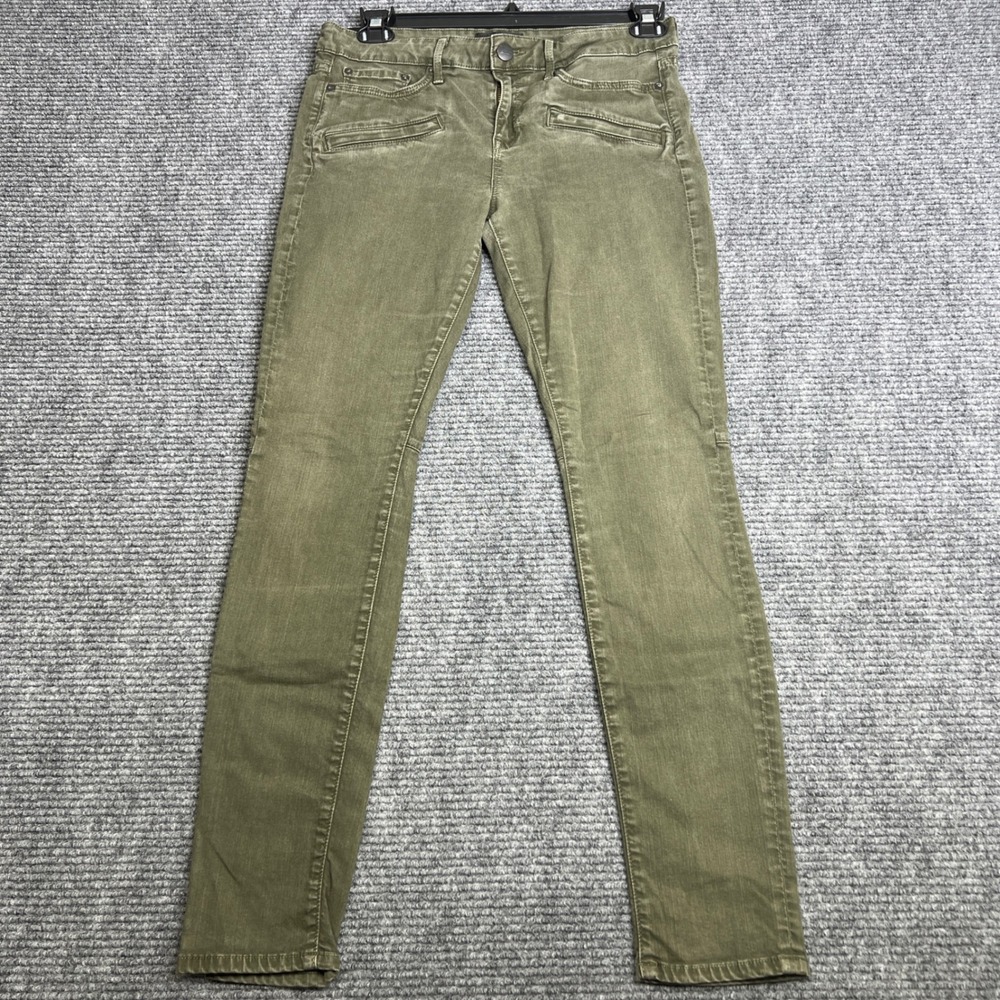 Vince Womens Skinny Utility Moto Pants Olive Green Tencel Blend Size 31‎